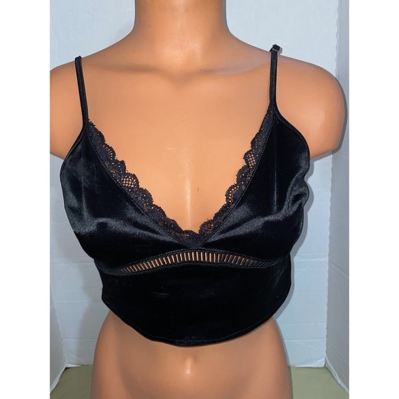 Vintage Silky Missguided black cropped Camisoles Tank Top 8 - Picture 6 of 10